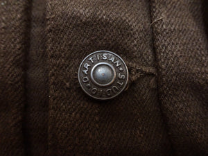 Studio D'Artisan Men's Amami Dorozome Mud-Dyed Denim Jacket, 15 oz. Brown Denim Woven on a Vintage Toyoda GL-3 Loom, Made in Japan (SDA D4631, Dark Brown)
