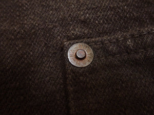 Studio D'Artisan Men's Amami Dorozome Mud-Dyed Denim Jacket, 15 oz. Brown Denim Woven on a Vintage Toyoda GL-3 Loom, Made in Japan (SDA D4631, Dark Brown)