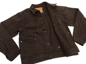 Studio D'Artisan Men's Amami Dorozome Mud-Dyed Denim Jacket, 15 oz. Brown Denim Woven on a Vintage Toyoda GL-3 Loom, Made in Japan (SDA D4631, Dark Brown)