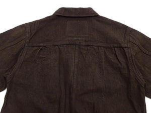 Studio D'Artisan Men's Amami Dorozome Mud-Dyed Denim Jacket, 15 oz. Brown Denim Woven on a Vintage Toyoda GL-3 Loom, Made in Japan (SDA D4631, Dark Brown)