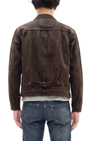 Studio D'Artisan Men's Amami Dorozome Mud-Dyed Denim Jacket, 15 oz. Brown Denim Woven on a Vintage Toyoda GL-3 Loom, Made in Japan (SDA D4631, Dark Brown)