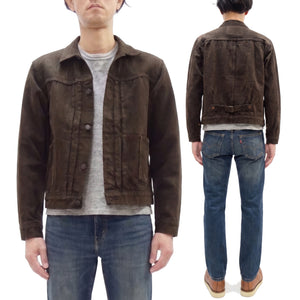 Studio D'Artisan Men's Amami Dorozome Mud-Dyed Denim Jacket, 15 oz. Brown Denim Woven on a Vintage Toyoda GL-3 Loom, Made in Japan (SDA D4631, Dark Brown)