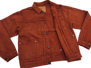 Studio D'Artisan Men's Amami Dorozome Mud-Dyed Denim Jacket, 15 oz. Brown Denim Woven on a Vintage Toyoda GL-3 Loom, Made in Japan (SDA D4631, Brown)