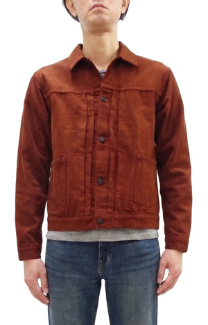 Studio D'Artisan Men's Amami Dorozome Mud-Dyed Denim Jacket, 15 oz. Brown Denim Woven on a Vintage Toyoda GL-3 Loom, Made in Japan (SDA D4631, Brown)