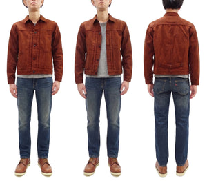Studio D'Artisan Men's Amami Dorozome Mud-Dyed Denim Jacket, 15 oz. Brown Denim Woven on a Vintage Toyoda GL-3 Loom, Made in Japan (SDA D4631, Brown)