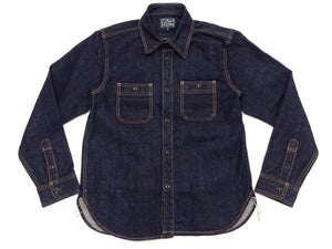 Studio D'artisan Men's Vintage-Inspired Heavyweight 14 oz. Long-Sleeve Denim Work Shirt, 100% Cotton Right-Hand Twill, One-Wash, Made in Japan (SDA D5335, Dark Indigo)