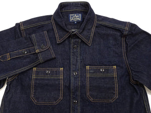 Studio D'artisan Men's Vintage-Inspired Heavyweight 14 oz. Long-Sleeve Denim Work Shirt, 100% Cotton Right-Hand Twill, One-Wash, Made in Japan (SDA D5335, Dark Indigo)