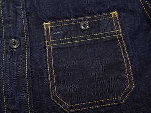Studio D'artisan Men's Vintage-Inspired Heavyweight 14 oz. Long-Sleeve Denim Work Shirt, 100% Cotton Right-Hand Twill, One-Wash, Made in Japan (SDA D5335, Dark Indigo)