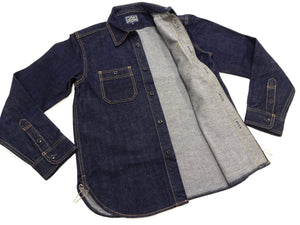 Studio D'artisan Men's Vintage-Inspired Heavyweight 14 oz. Long-Sleeve Denim Work Shirt, 100% Cotton Right-Hand Twill, One-Wash, Made in Japan (SDA D5335, Dark Indigo)