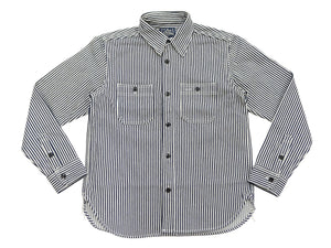 Studio D'artisan Men's 14 oz. Heavyweight Hickory Stripe Long Sleeve Work Shirt, 100% Cotton, Made in Japan (SDA D5335H)