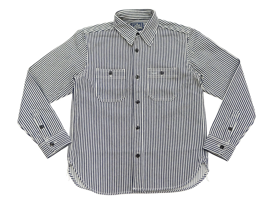 mens black and white striped dress shirt long sleeve Studio D'artisan Men's 14 oz. Heavyweight Hickory Stripe Long Sleeve W –  RODEO-JAPAN Pine-Avenue Clothes shop