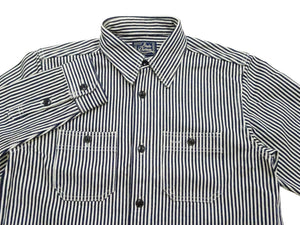 Studio D'artisan Men's 14 oz. Heavyweight Hickory Stripe Long Sleeve Work Shirt, 100% Cotton, Made in Japan (SDA D5335H)