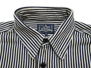 Studio D'artisan Men's 14 oz. Heavyweight Hickory Stripe Long Sleeve Work Shirt, 100% Cotton, Made in Japan (SDA D5335H)