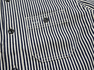 Studio D'artisan Men's 14 oz. Heavyweight Hickory Stripe Long Sleeve Work Shirt, 100% Cotton, Made in Japan (SDA D5335H)