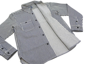 Studio D'artisan Men's 14 oz. Heavyweight Hickory Stripe Long Sleeve Work Shirt, 100% Cotton, Made in Japan (SDA D5335H)