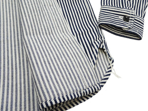 Studio D'artisan Men's 14 oz. Heavyweight Hickory Stripe Long Sleeve Work Shirt, 100% Cotton, Made in Japan (SDA D5335H)