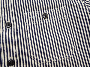 Studio D'artisan Men's Vintage-Inspired 14 oz. Heavyweight Hickory Stripe Long-Sleeve Work Shirt, 100% Cotton, One-Wash, Made in Japan (SDA D5335H, Navy and Off-White)