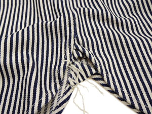 Studio D'artisan Men's Vintage-Inspired 14 oz. Heavyweight Hickory Stripe Long-Sleeve Work Shirt, 100% Cotton, One-Wash, Made in Japan (SDA D5335H, Navy and Off-White)