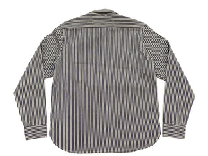 Studio D'artisan Men's Vintage-Inspired 14 oz. Heavyweight Hickory Stripe Long-Sleeve Work Shirt, 100% Cotton, One-Wash, Made in Japan (SDA D5335H, Navy and Off-White)