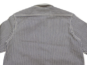 Studio D'artisan Men's Vintage-Inspired 14 oz. Heavyweight Hickory Stripe Long-Sleeve Work Shirt, 100% Cotton, One-Wash, Made in Japan (SDA D5335H, Navy and Off-White)