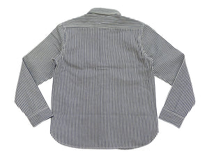 Studio D'artisan Men's 14 oz. Heavyweight Hickory Stripe Long Sleeve Work Shirt, 100% Cotton, Made in Japan (SDA D5335H)