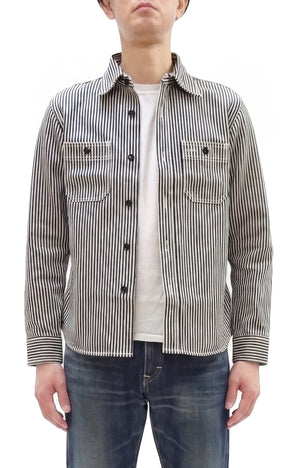 Studio D'artisan Men's 14 oz. Heavyweight Hickory Stripe Long Sleeve Work Shirt, 100% Cotton, Made in Japan (SDA D5335H)