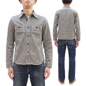 Studio D'artisan Men's 14 oz. Heavyweight Hickory Stripe Long Sleeve Work Shirt, 100% Cotton, Made in Japan (SDA D5335H)