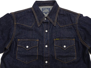 Studio D'artisan Men's Vintage-Inspired Heavyweight 14 oz. Denim Western Long-Sleeve Shirt, 100% Cotton, White Pearl Snaps, One-Wash, Made in Japan (SDA D5571, Dark Indigo)