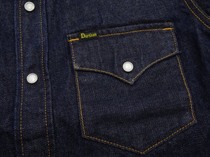 Studio D'artisan Men's Vintage-Inspired Heavyweight 14 oz. Denim Western Long-Sleeve Shirt, 100% Cotton, White Pearl Snaps, One-Wash, Made in Japan (SDA D5571, Dark Indigo)