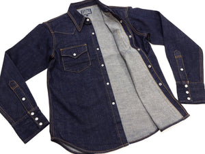 Studio D'artisan Men's Vintage-Inspired Heavyweight 14 oz. Denim Western Long-Sleeve Shirt, 100% Cotton, White Pearl Snaps, One-Wash, Made in Japan (SDA D5571, Dark Indigo)