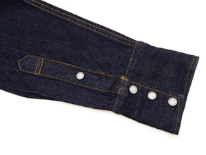 Studio D'artisan Men's Vintage-Inspired Heavyweight 14 oz. Denim Western Long-Sleeve Shirt, 100% Cotton, White Pearl Snaps, One-Wash, Made in Japan (SDA D5571, Dark Indigo)
