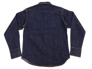 Studio D'artisan Men's Vintage-Inspired Heavyweight 14 oz. Denim Western Long-Sleeve Shirt, 100% Cotton, White Pearl Snaps, One-Wash, Made in Japan (SDA D5571, Dark Indigo)