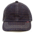 Load image into Gallery viewer, Studio D'Artisan Men's Indigo Denim Baseball Cap with Persimmon-Dyed Sashiko Stitching, Non-Mesh, Pre-Curved Visor, Adjustable Strapback - Made in Japan (SDA D7578)
