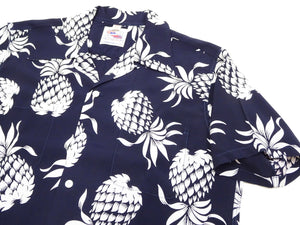 Duke Kahanamoku Hawaiian Shirt Men's Duke's Pineapple Short Sleeve Rayon Aloha Shirt DK36201 128 Navy-Blue