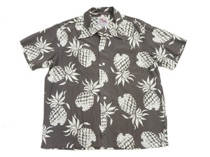 Duke Kahanamoku Men's "Duke's Pineapple" Short-Sleeve Rayon Hawaiian Shirt (Aloha Shirt) - Made in Japan (Toyo Enterprises DK36201 115 Gray )