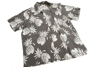 Duke Kahanamoku Men's "Duke's Pineapple" Short-Sleeve Rayon Hawaiian Shirt (Aloha Shirt) - Made in Japan (Toyo Enterprises DK36201 115 Gray )