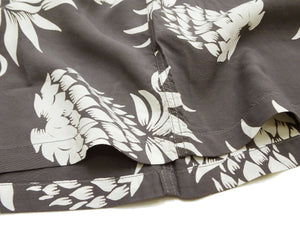 Duke Kahanamoku Men's "Duke's Pineapple" Short-Sleeve Rayon Hawaiian Shirt (Aloha Shirt) - Made in Japan (Toyo Enterprises DK36201 115 Gray )