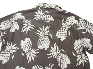 Duke Kahanamoku Men's "Duke's Pineapple" Short-Sleeve Rayon Hawaiian Shirt (Aloha Shirt) - Made in Japan (Toyo Enterprises DK36201 115 Gray )