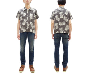 Duke Kahanamoku Men's "Duke's Pineapple" Short-Sleeve Rayon Hawaiian Shirt (Aloha Shirt) - Made in Japan (Toyo Enterprises DK36201 115 Gray )