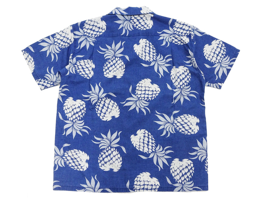 Duke Kahanamoku Hawaiian Shirt Men's Duke's Pineapple Short Sleeve Indigo Cotton Aloha Shirt DK39045 128 Navy-Blue