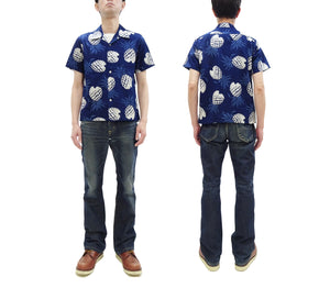 Duke Kahanamoku Cotton Hawaiian Shirt Men's 1950s Duke's Pineapple Print Reproduction Short-Sleeve Indigo Aloha Shirt DK39045 128 Navy-Blue