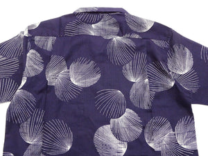 Duke Kahanamoku Hawaiian Shirt Men's Duke's Shell Short Sleeve Cotton Linen Aloha Shirt DK39094 128 Navy-Blue
