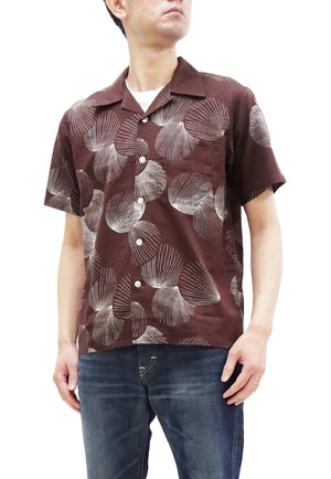 Duke Kahanamoku Hawaiian Shirt Men's Duke's Shell Short Sleeve Cotton Linen Aloha Shirt DK39094 138 Brown