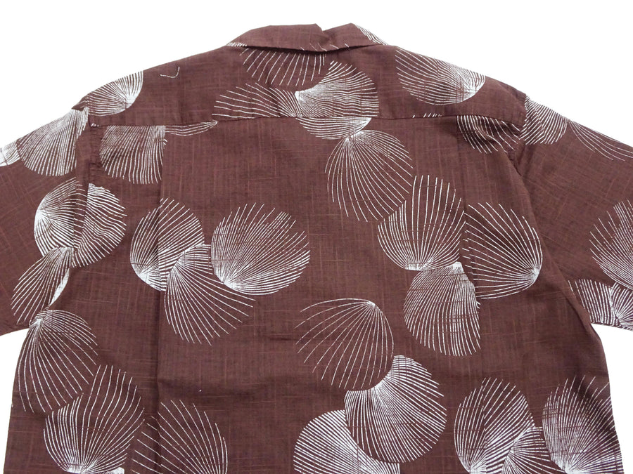 Duke Kahanamoku Hawaiian Shirt Men's Duke's Shell Short Sleeve Cotton Linen Aloha Shirt DK39094 138 Brown