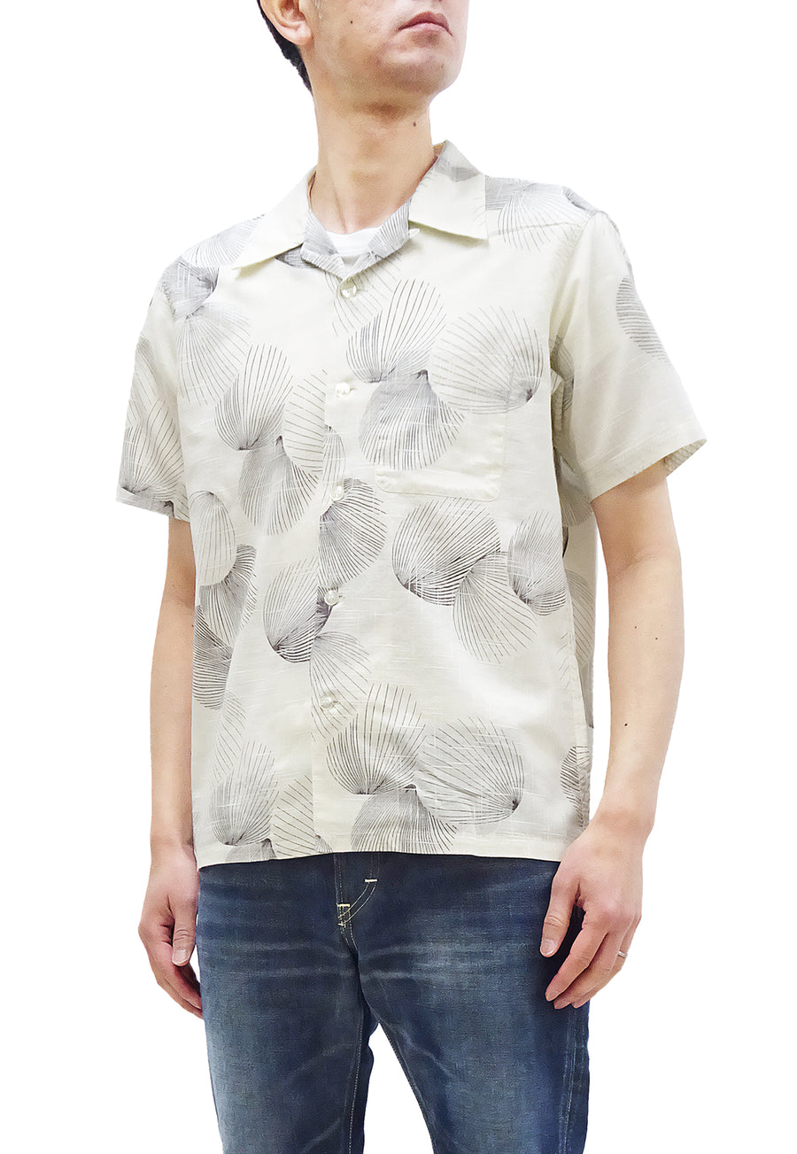 Duke Kahanamoku Hawaiian Shirt Men's Duke's Shell Short Sleeve Cotton Linen Aloha Shirt DK39094 105 Off-White