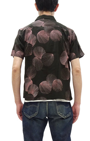 Duke Kahanamoku Hawaiian Shirt Men's 1950s Duke's Shell Reproduction Short-Sleeve Aloha Shirt DK39450 119 Black