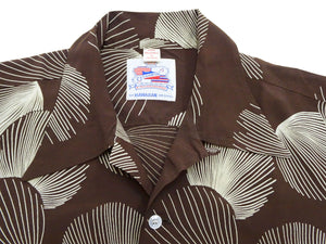 Duke Kahanamoku Hawaiian Shirt Men's 1950s Duke's Shell Reproduction Short-Sleeve Aloha Shirt DK39450 138 Brown