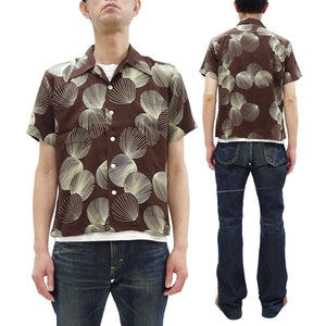 Duke Kahanamoku Hawaiian Shirt Men's 1950s Duke's Shell Reproduction Short-Sleeve Aloha Shirt DK39450 138 Brown