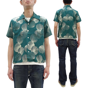 Duke Kahanamoku Hawaiian Shirt Men's 1950s Duke's Shell Reproduction Short-Sleeve Aloha Shirt DK39450 145 Green