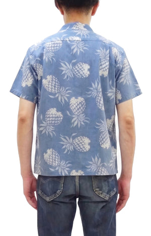 Duke Kahanamoku by Toyo Enterprises Men's Short Sleeve Hawaiian Shirt - Duke's Pineapple Light Indigo Cotton Aloha Shirt - Made in Japan (DK39641 125 Soft Blue)